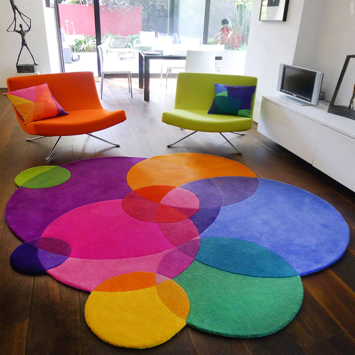 Rainbow Rug Runner Multi Colour Bright Vibrant Hand Carved 3D Effect Any Room 