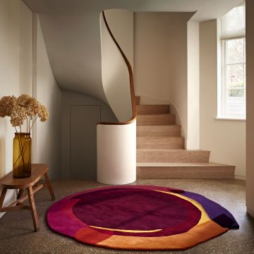 Contemporary Warm Round Area Rug Deep Sunset