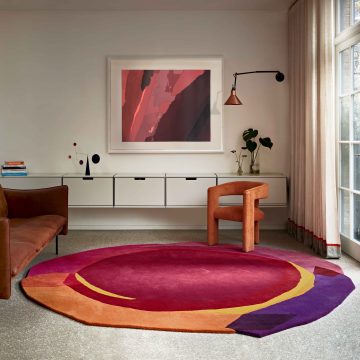 Deep Sunset Red Orange Circle Rug