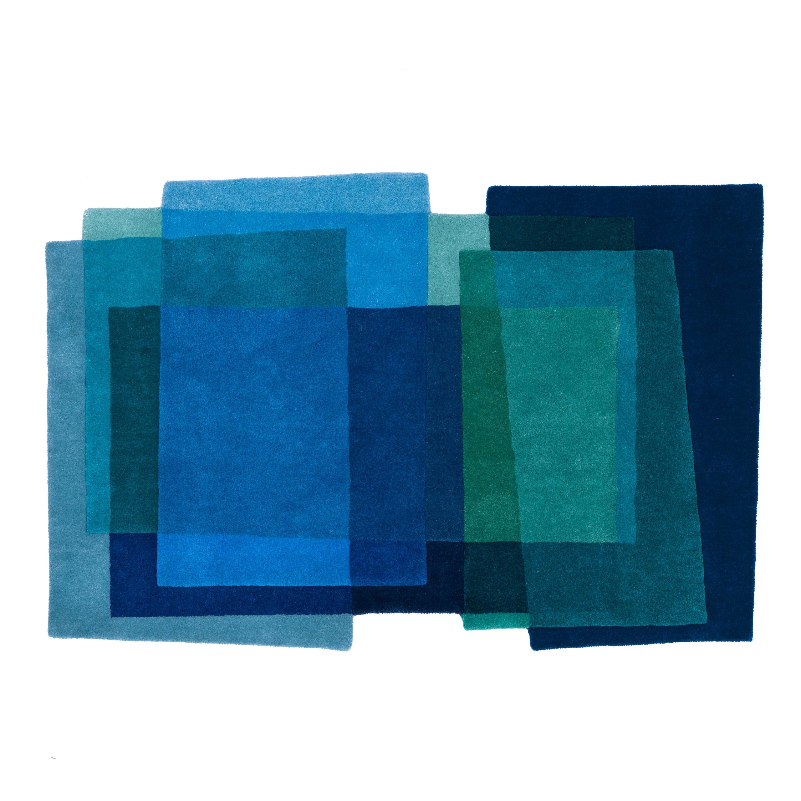 Designer Blue Rug After Albers Cornflower