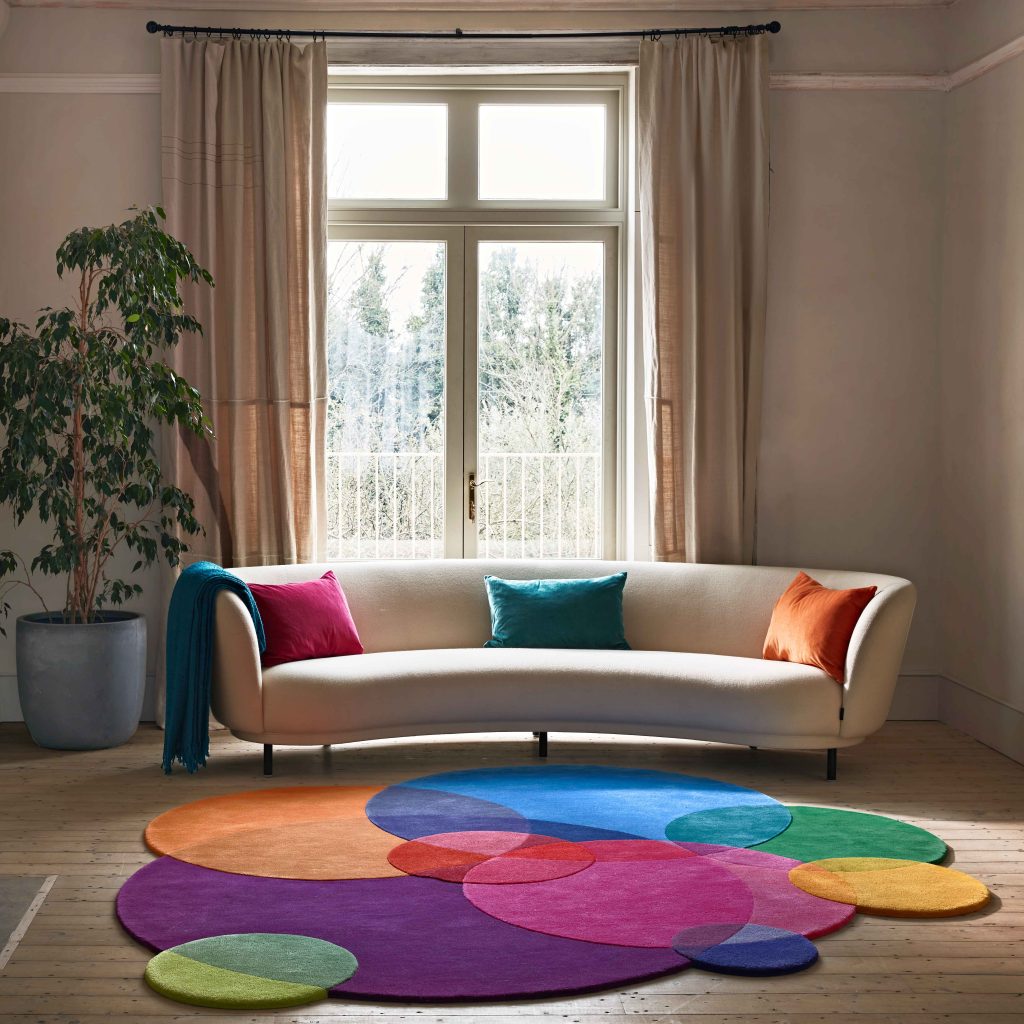 Modern Colourful Area Rug Bubbles