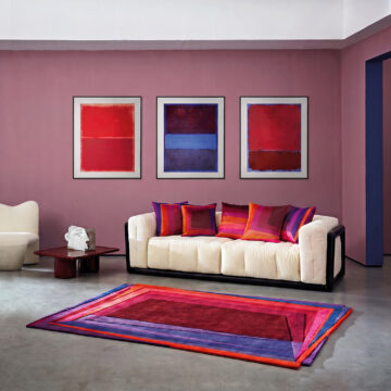 Rothko-esque deep red rug and cushions
