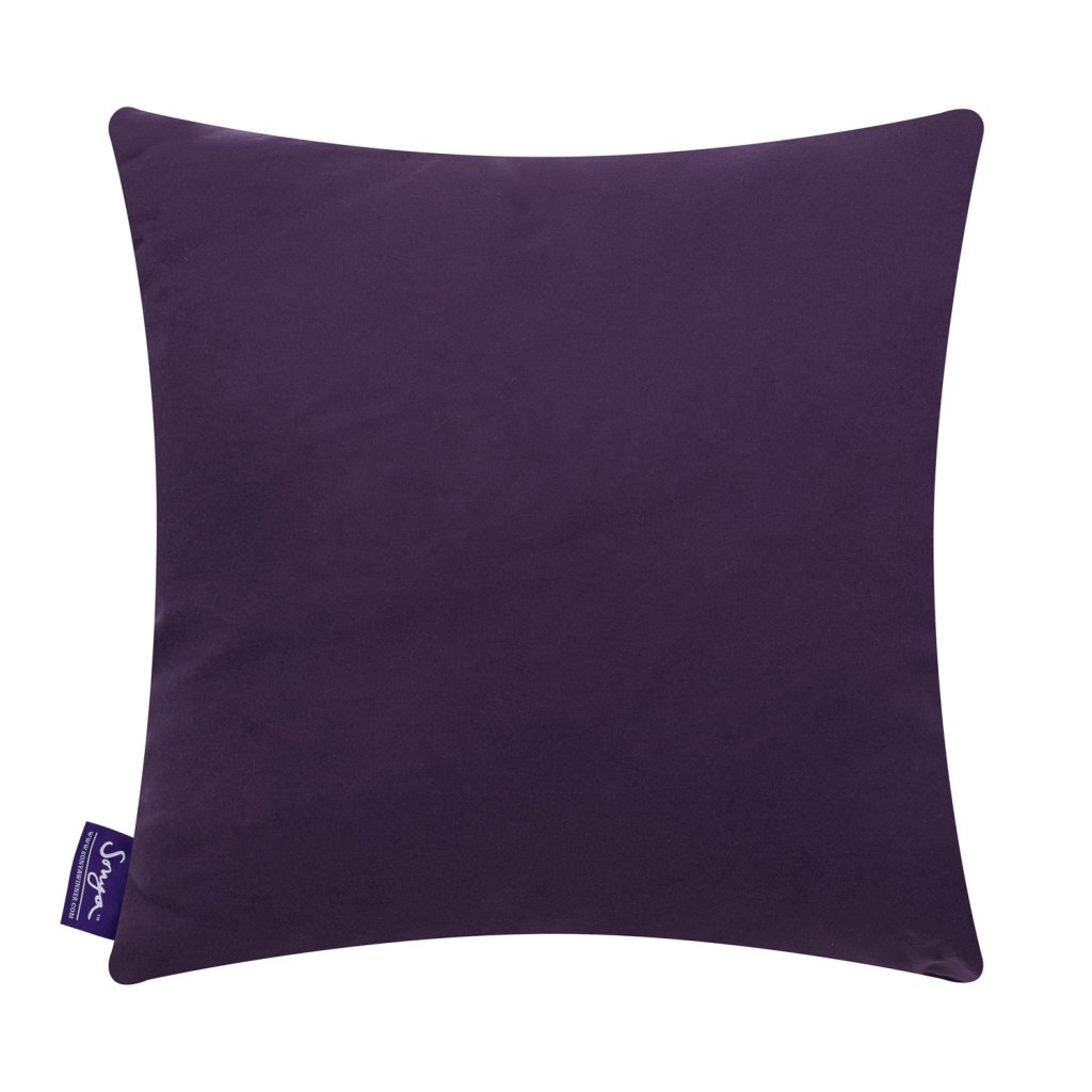 A cropped detail image of the Sonya Winner's After Matisse feather throw pillows, showcasing the signature dark purple cushion back