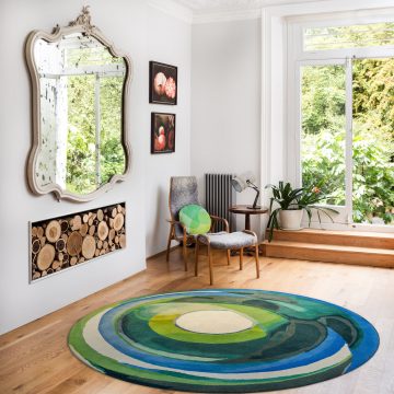 Circular Designer Rug - Echoes of Light Green