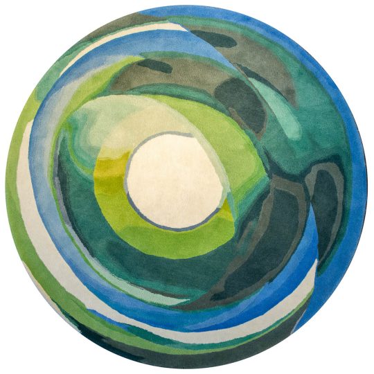 Modern Designer Blue Round Area Rug - Echoes of Light