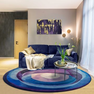 Round Blue Designer Rug