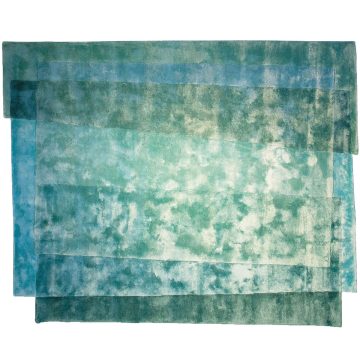 Contemporary Designer Vegan Blue Area Rug - Aqua teal Sea