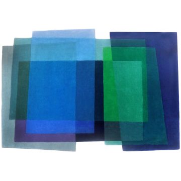 After Albers Cornflower - Blue Designer Rug for sale