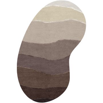 Contemporary Designer Neutral Curved Rug - Landscape