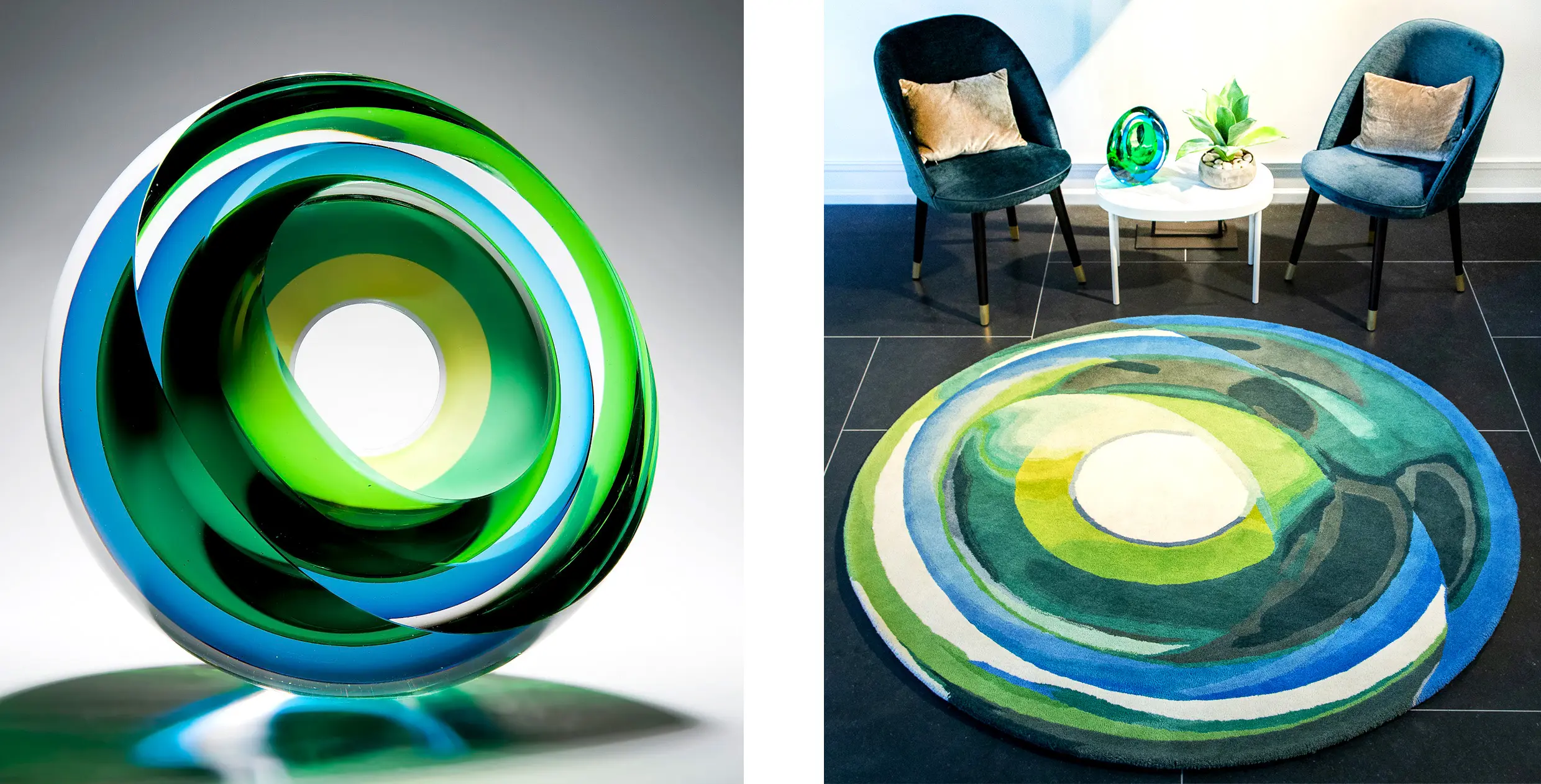 EOL glass & rug