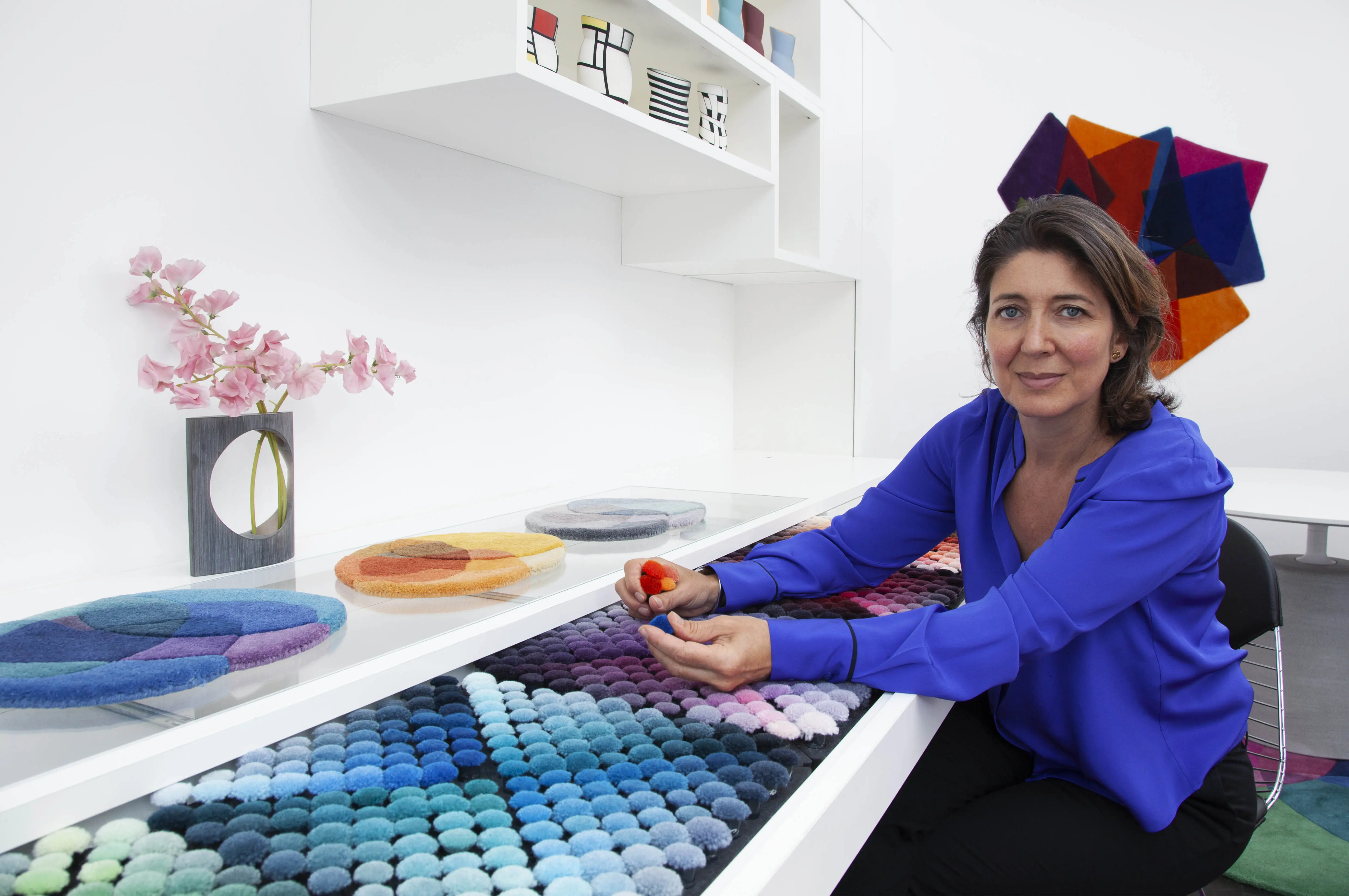 Sonya portrait with colour poms 2