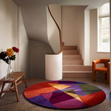 Colourful Circle Round Modern Vortex Rug