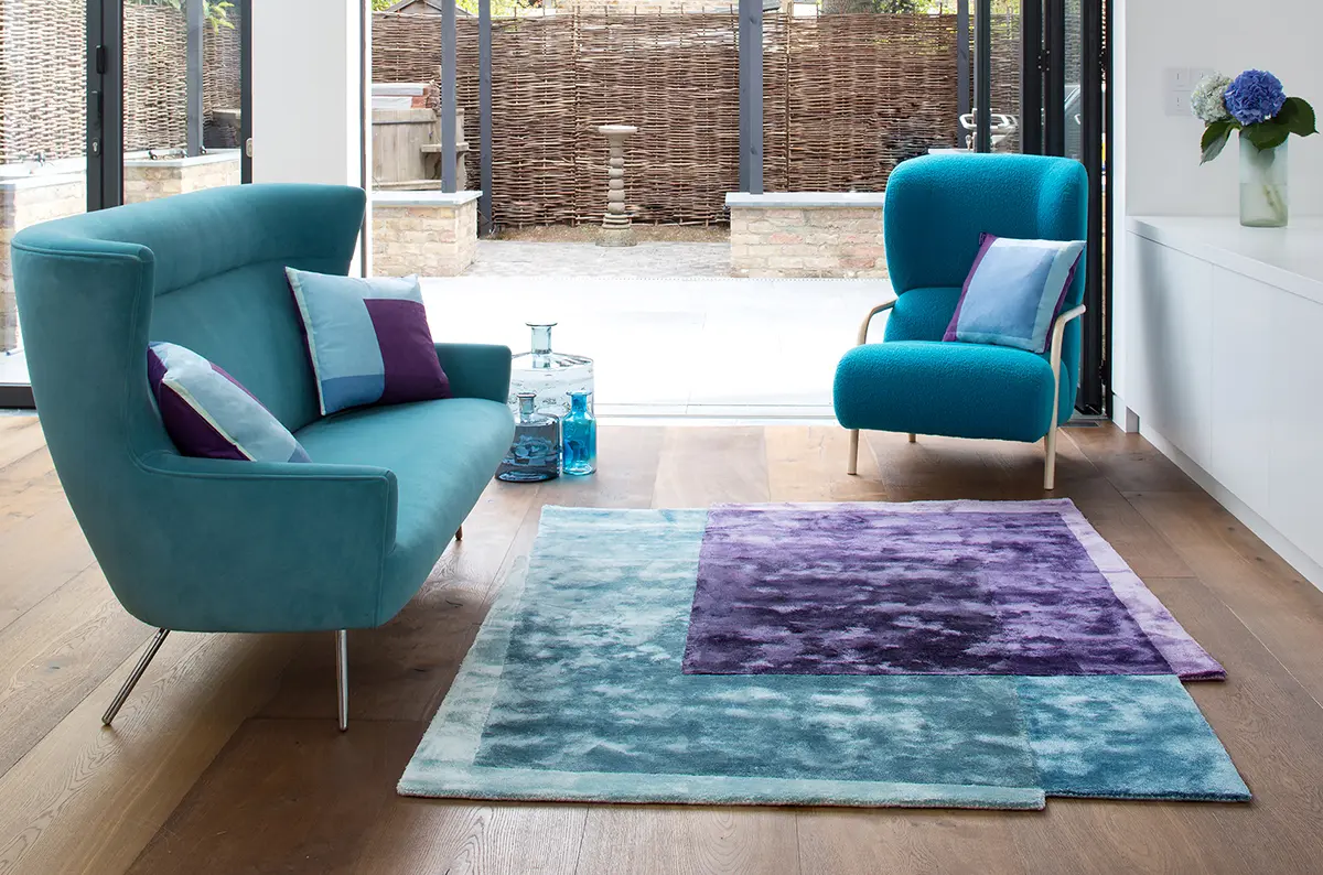 Rectangles Blue Rug - All Off arrangement