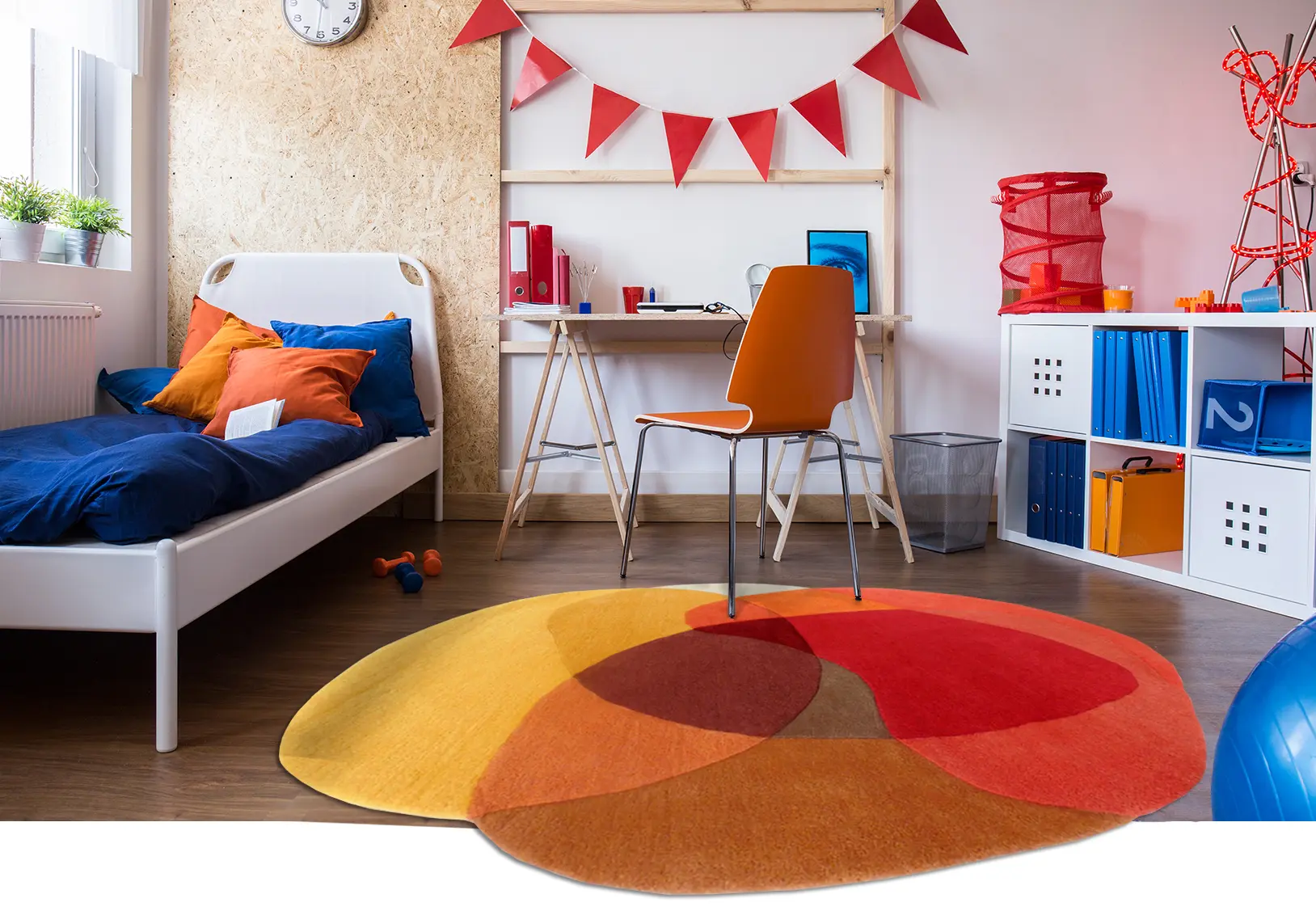 Jellybean Mango Rug in child's bedroom