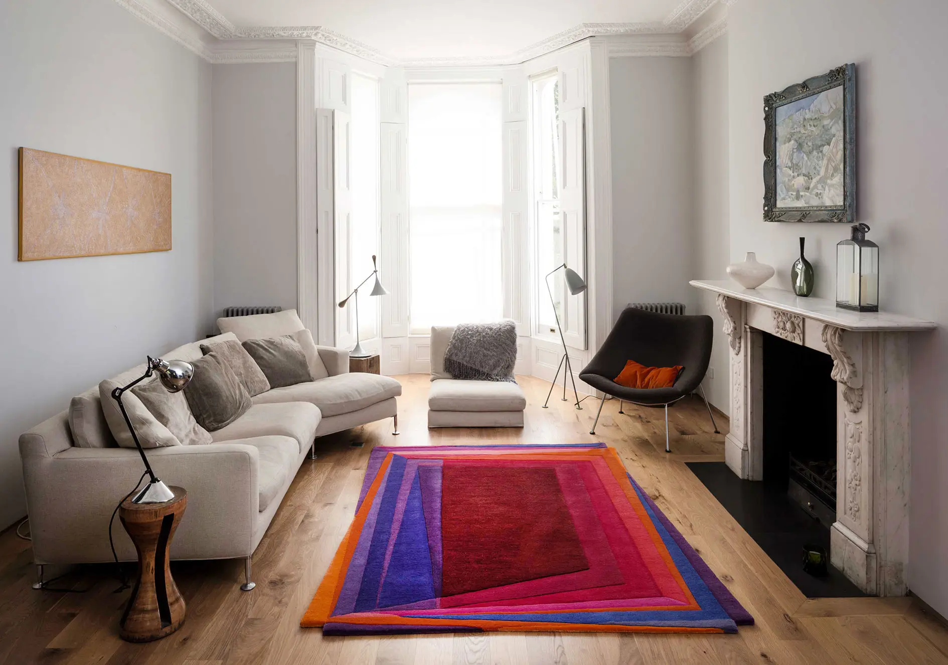 Contemporary Red Rug Handmade in Wool