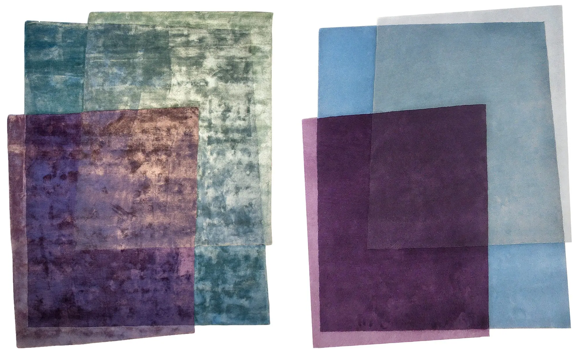 Rectangles Rug in Viscose (Left) and Wool (Right) by Sonya Winner
