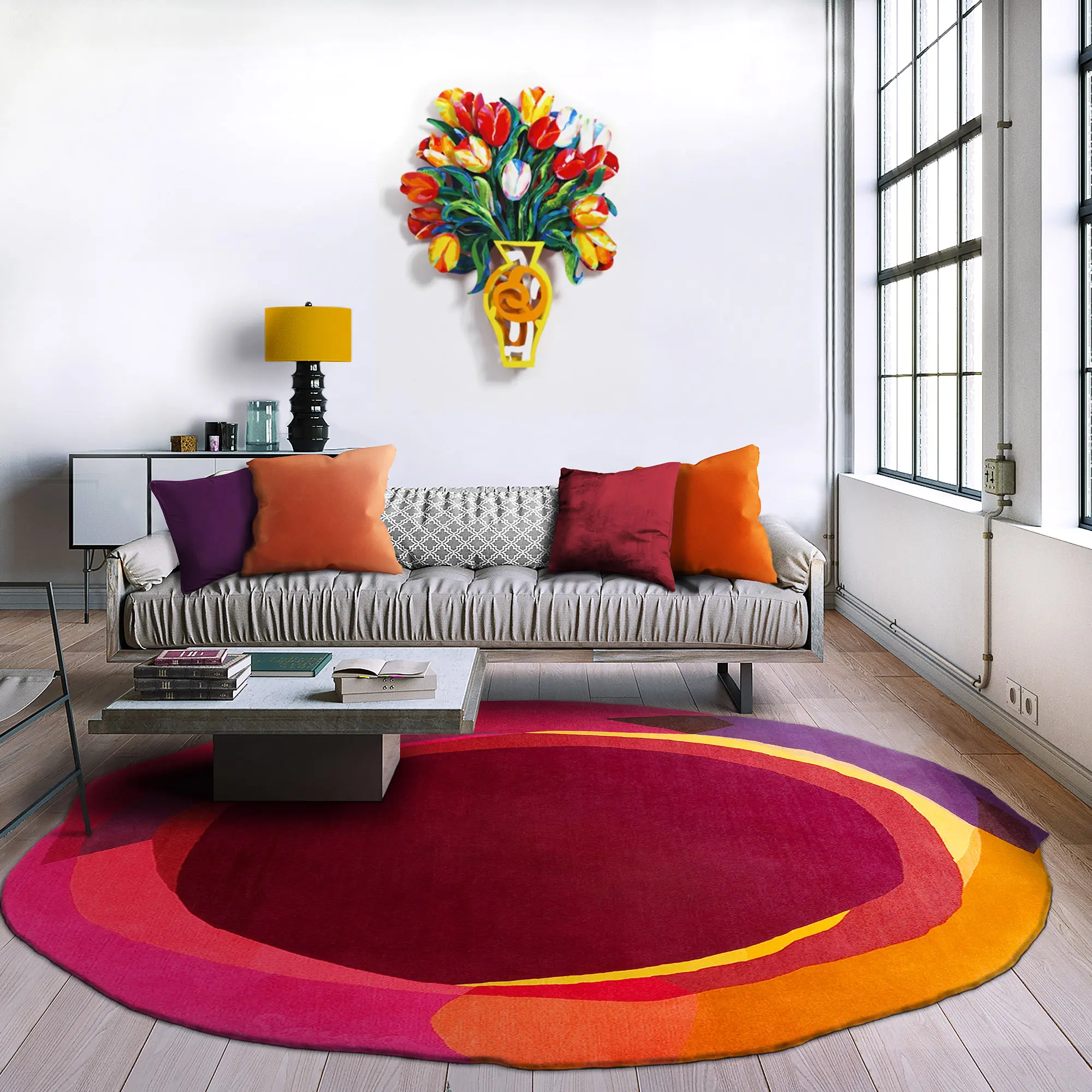 Flower wall decor by David Gerstein in contemporary interior
