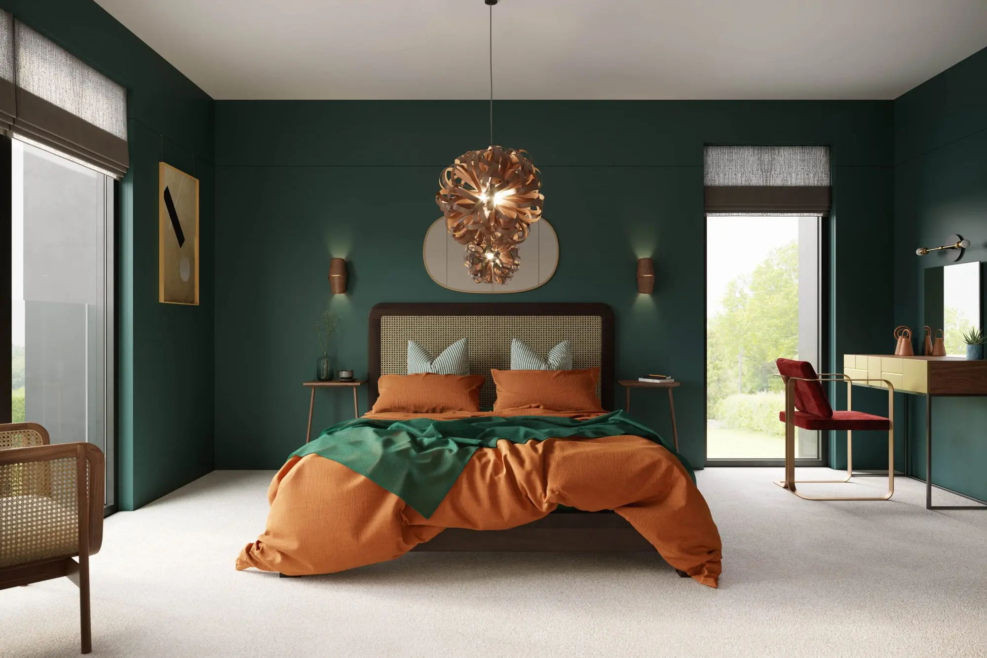 Kiss House bedroom with working space