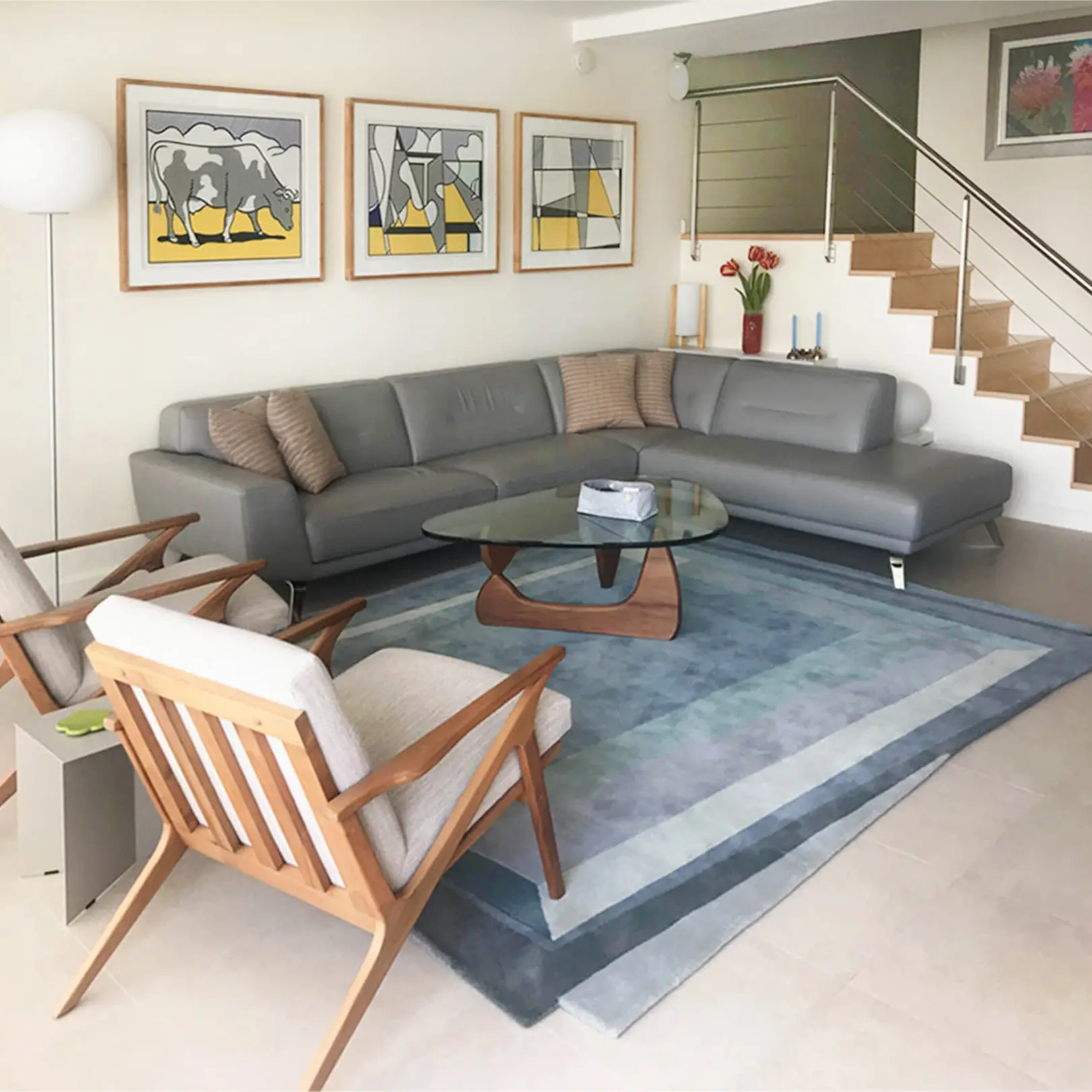 Wood and Glass Coffee Table - Noguchi Table