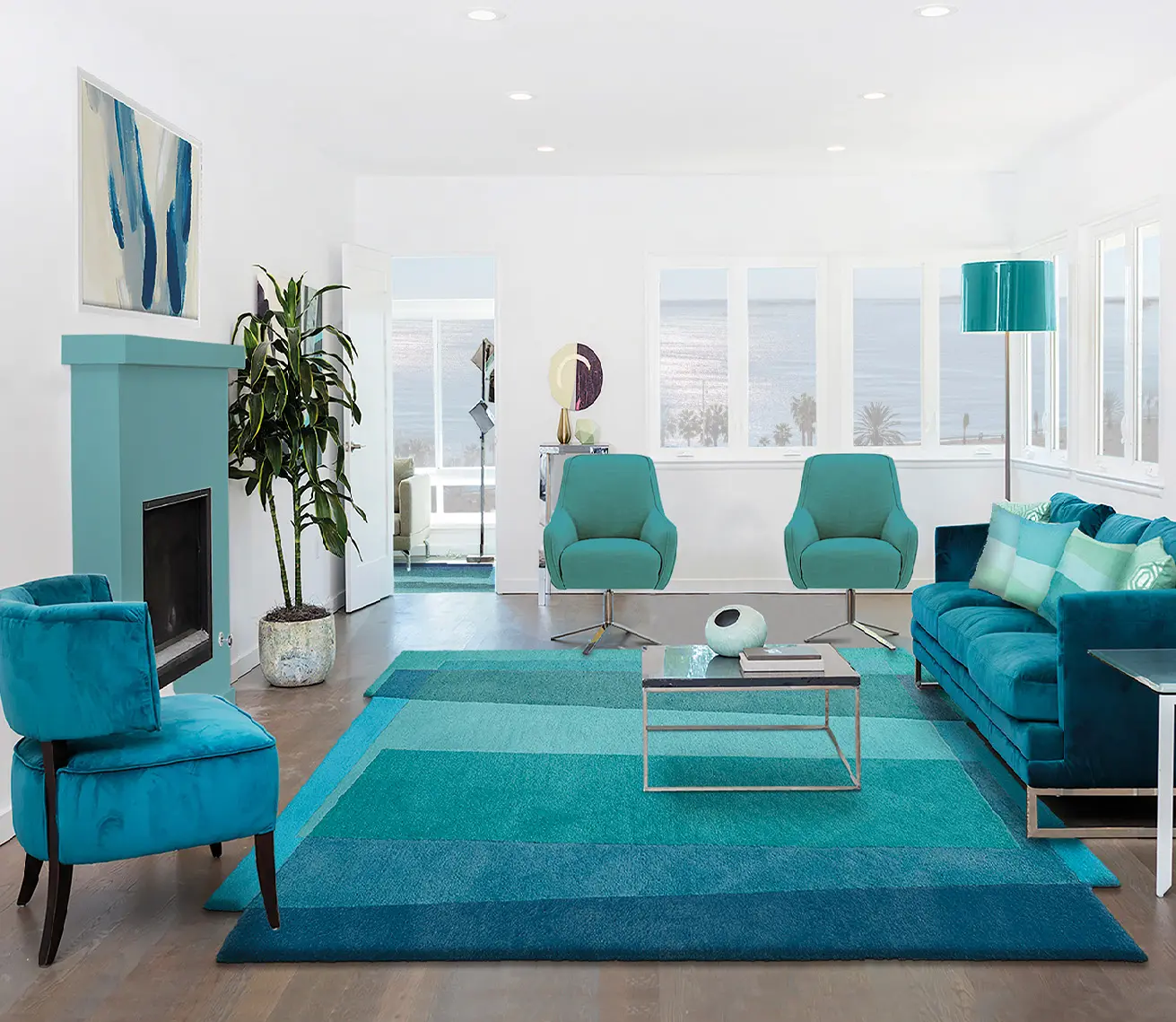 Sea Inspired Rug - Aqua Teal