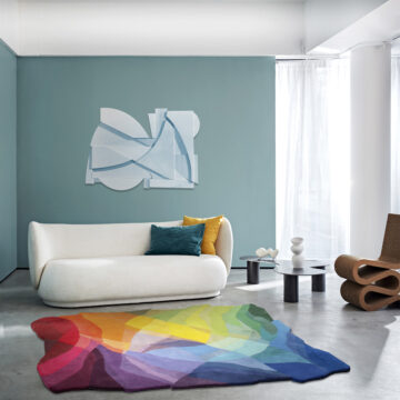 Colour Canyon art rug in living room