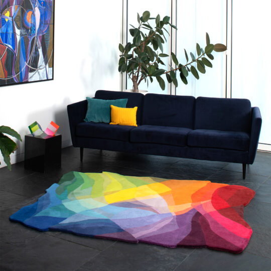 Colourful Colour Canyon art rug in living room