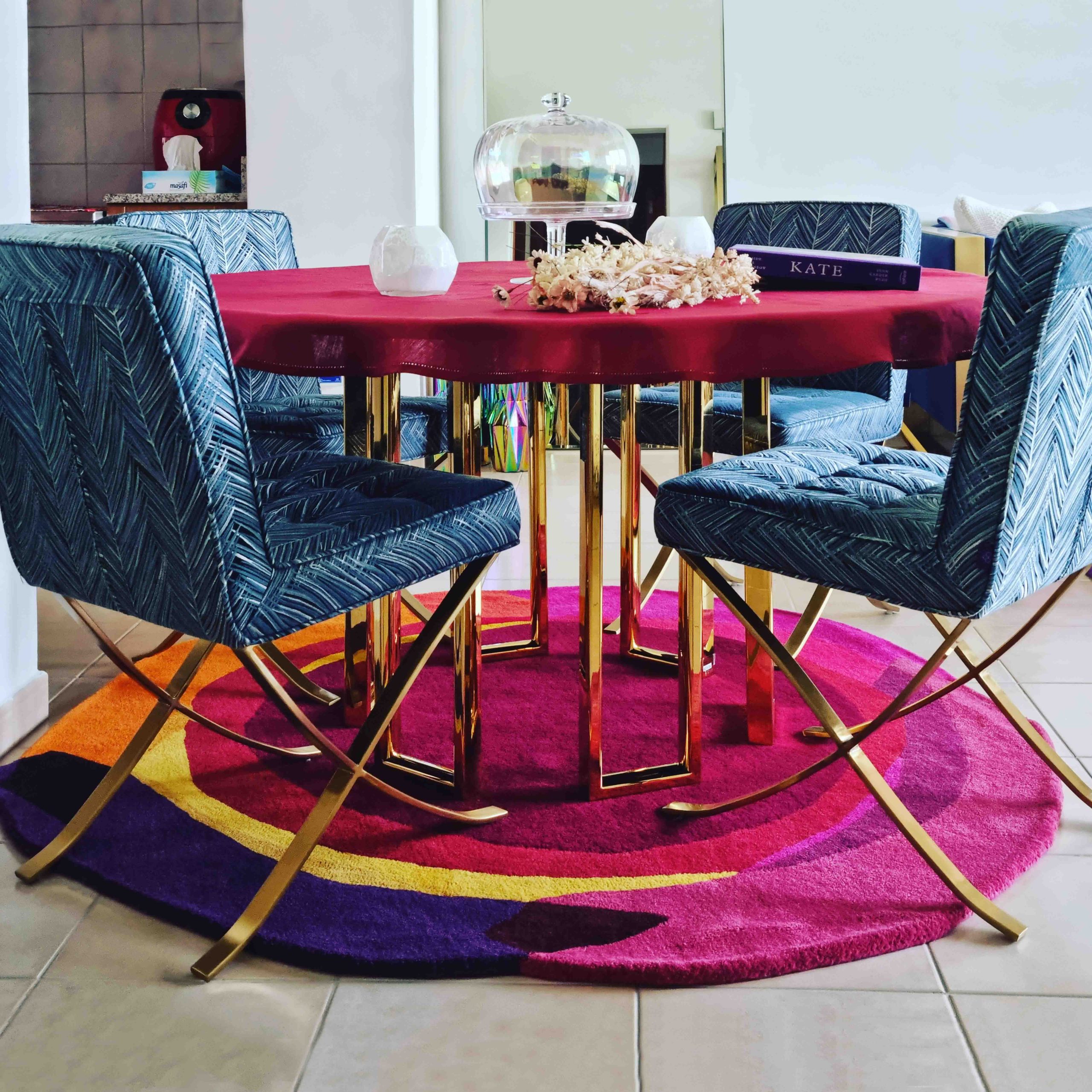 Round Designer Rug for Dining Room