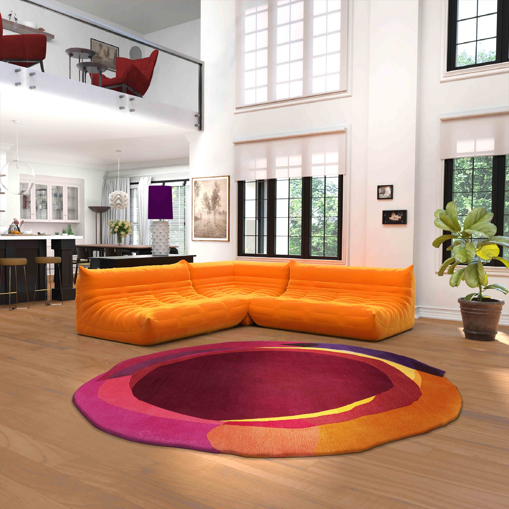 Orange Contemporary Rug LR