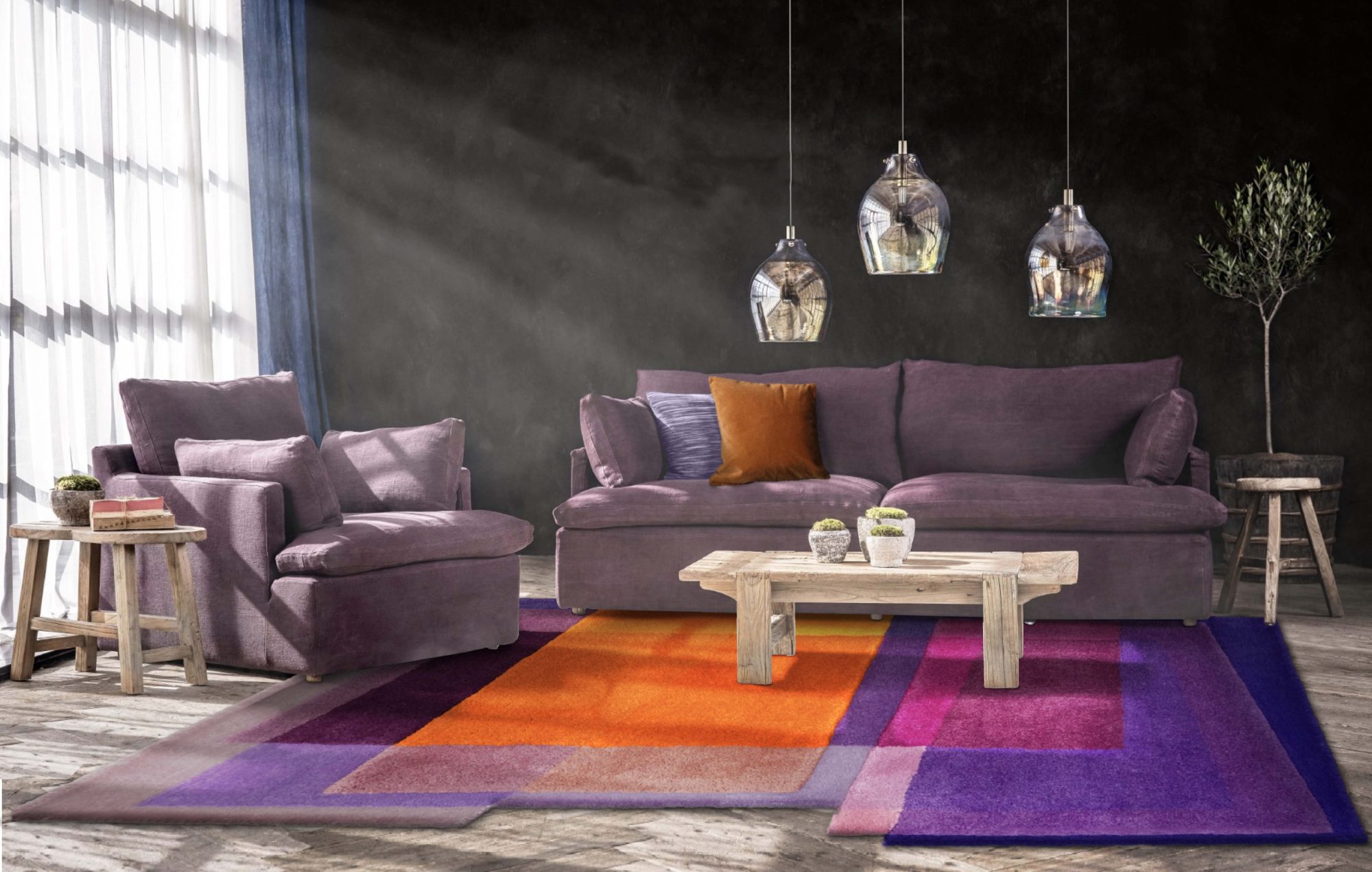 Nest Purple Sofa by Timothy Oulton