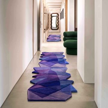 Contemporary Geometric After Matisse Purple Runner Rug