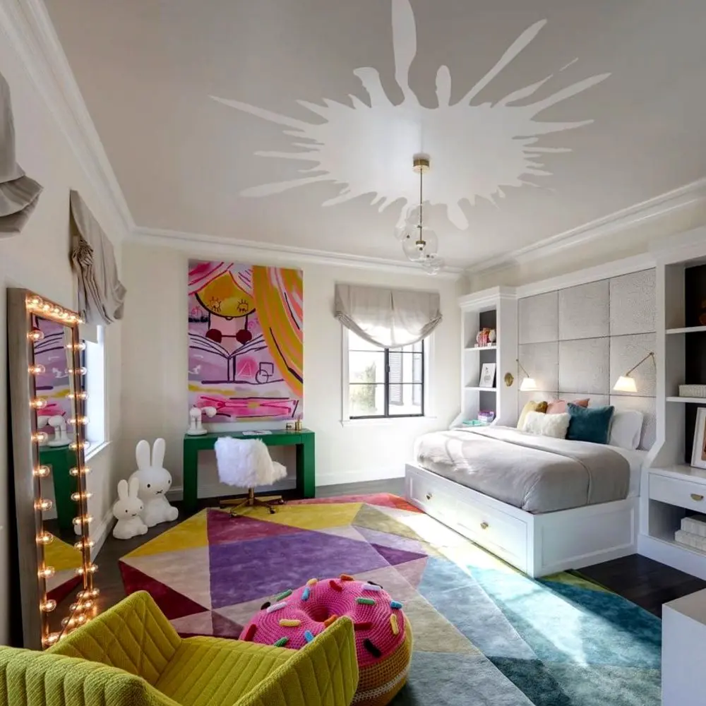 Hypoallergenic geometric rugs for kids bedroom