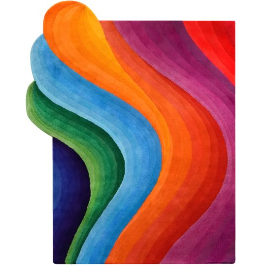 Colourful Rainbow Area Wave Rug