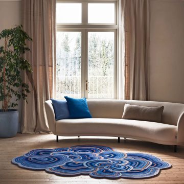 Contemporary Colourful Blue Orange Lichen Rug