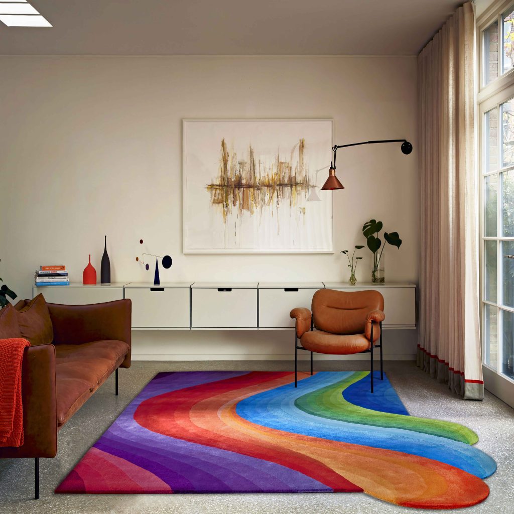 Contemporary Colourful Modern Wave Rug