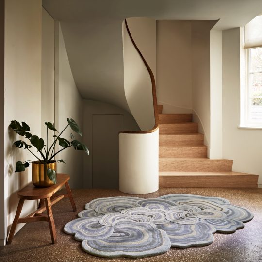 Grey Beige Round Organic Shape Lichen Rug