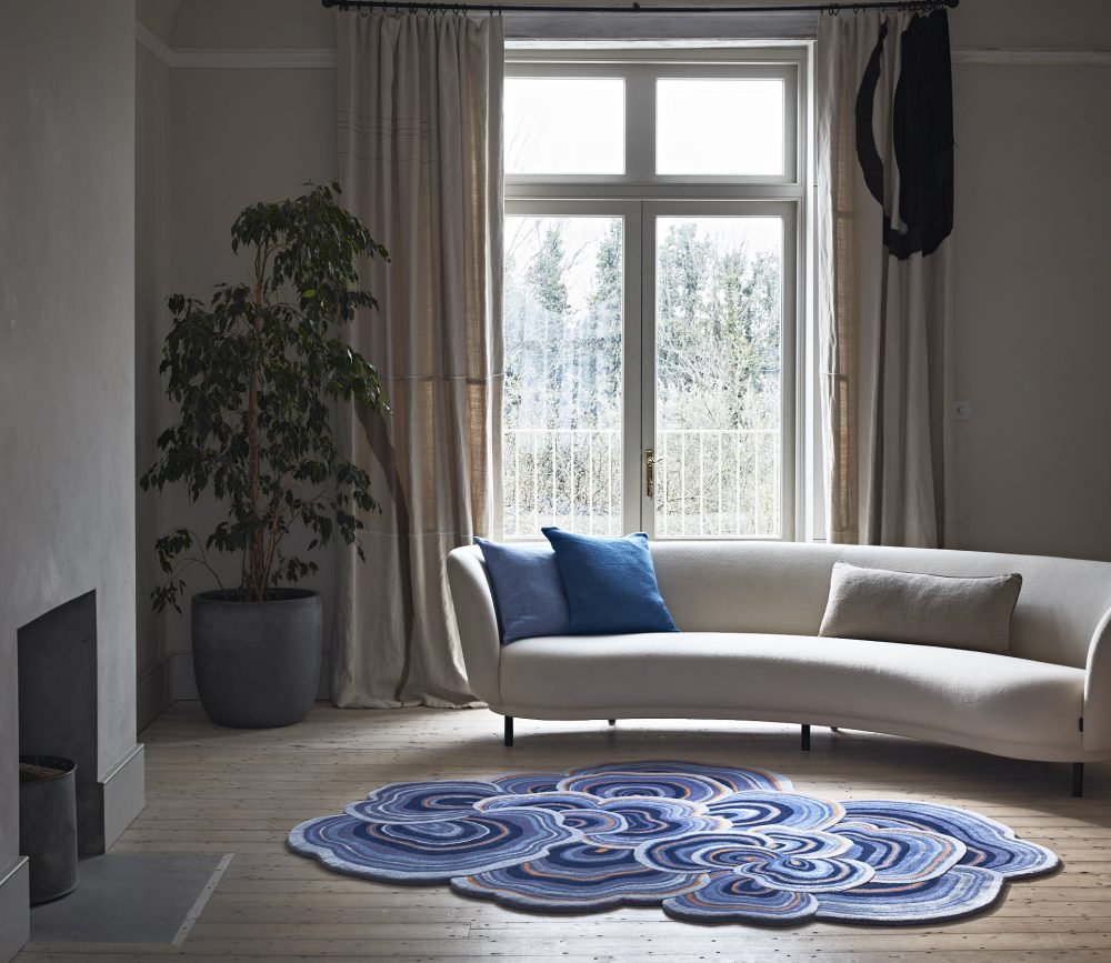 Lichen Blue Orange Luxury Designer Rug Sonya Winner Rugs Studio