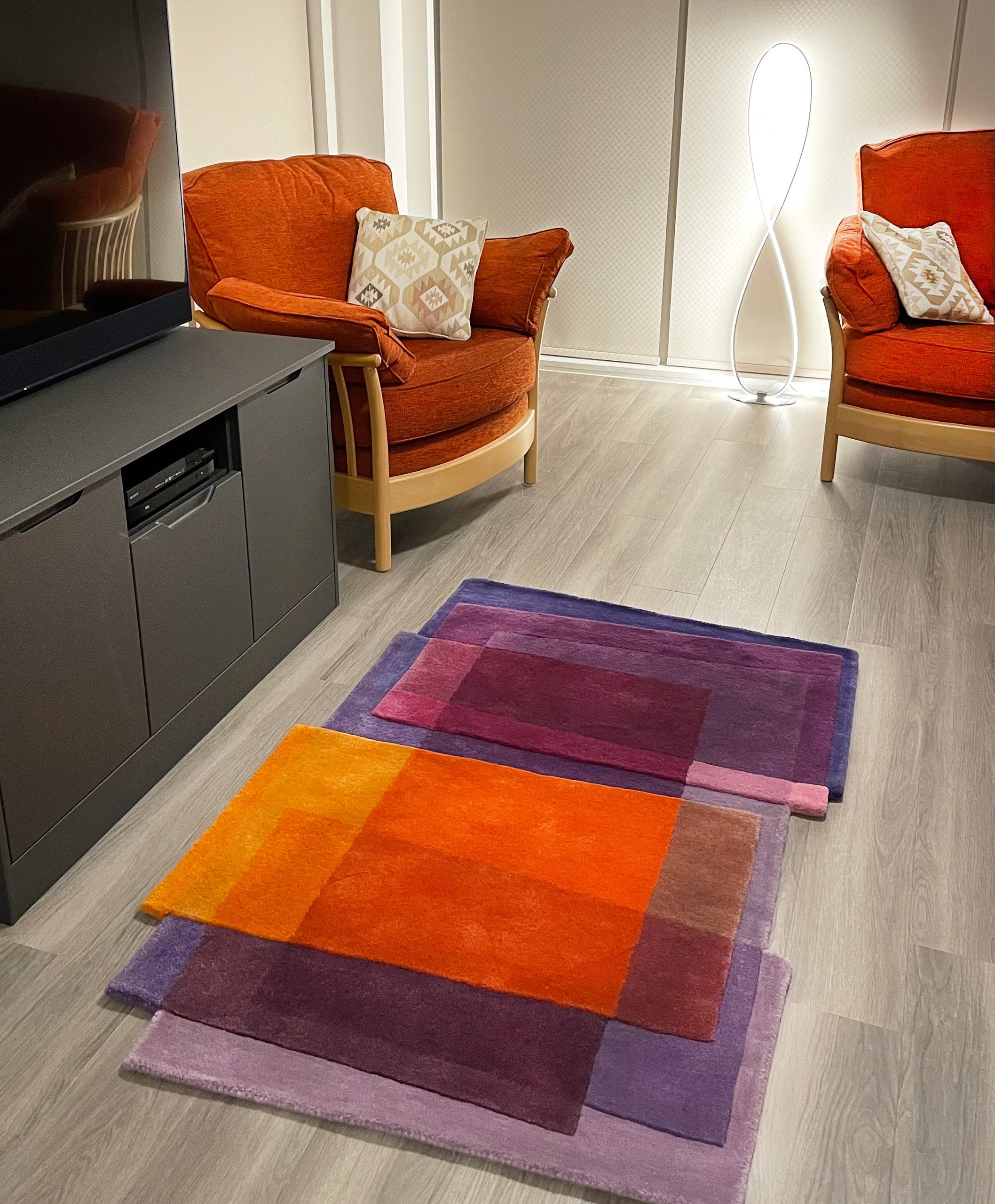 Colourful sunset geometric rug