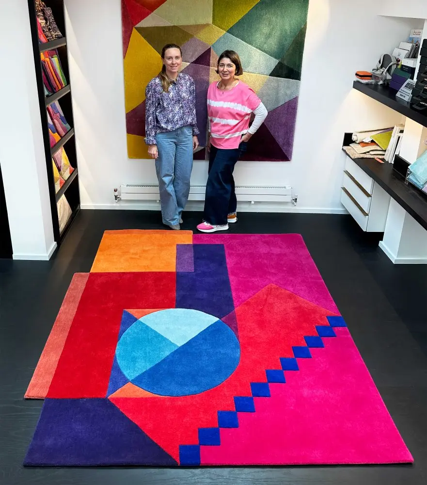 Colourful Pink Modern Area Rug Mykonos Sunset