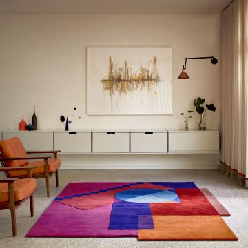 Modern Red Pink Area Rug Santorini Sunset