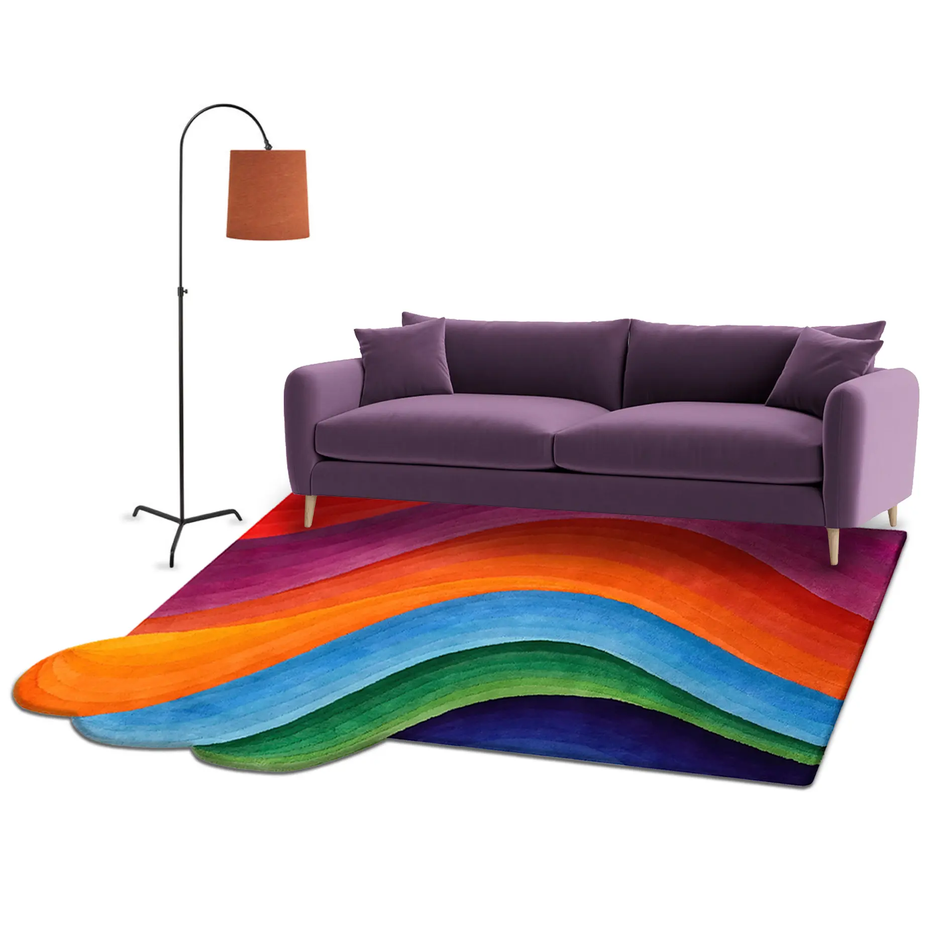 Wave Area Rug and Loaf Sofa