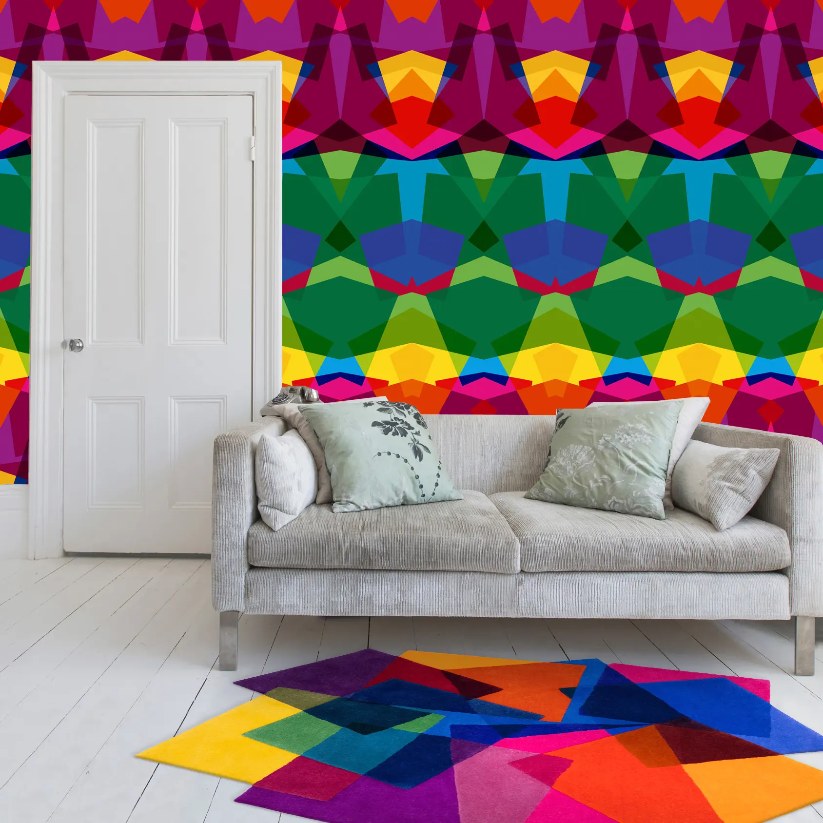 Colourful Geometric Rainbow Wallpaper