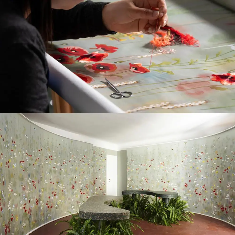 embroidered wallpaper