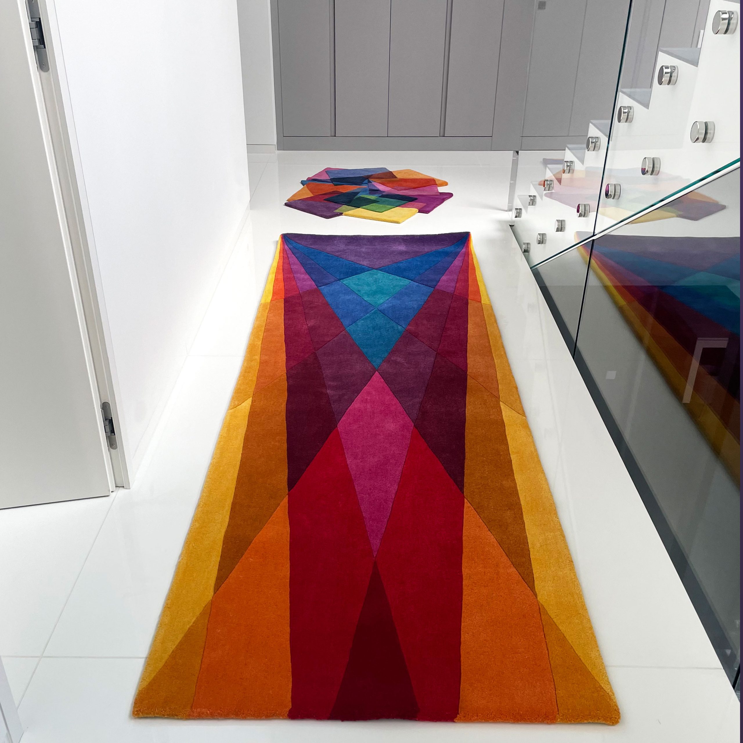 Modern Rainbow rug runner After matisse