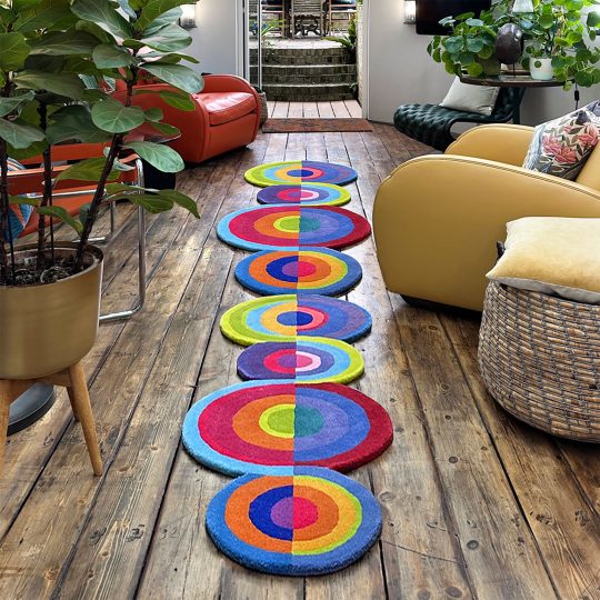 Modern Rainbow Circle Runner Rug