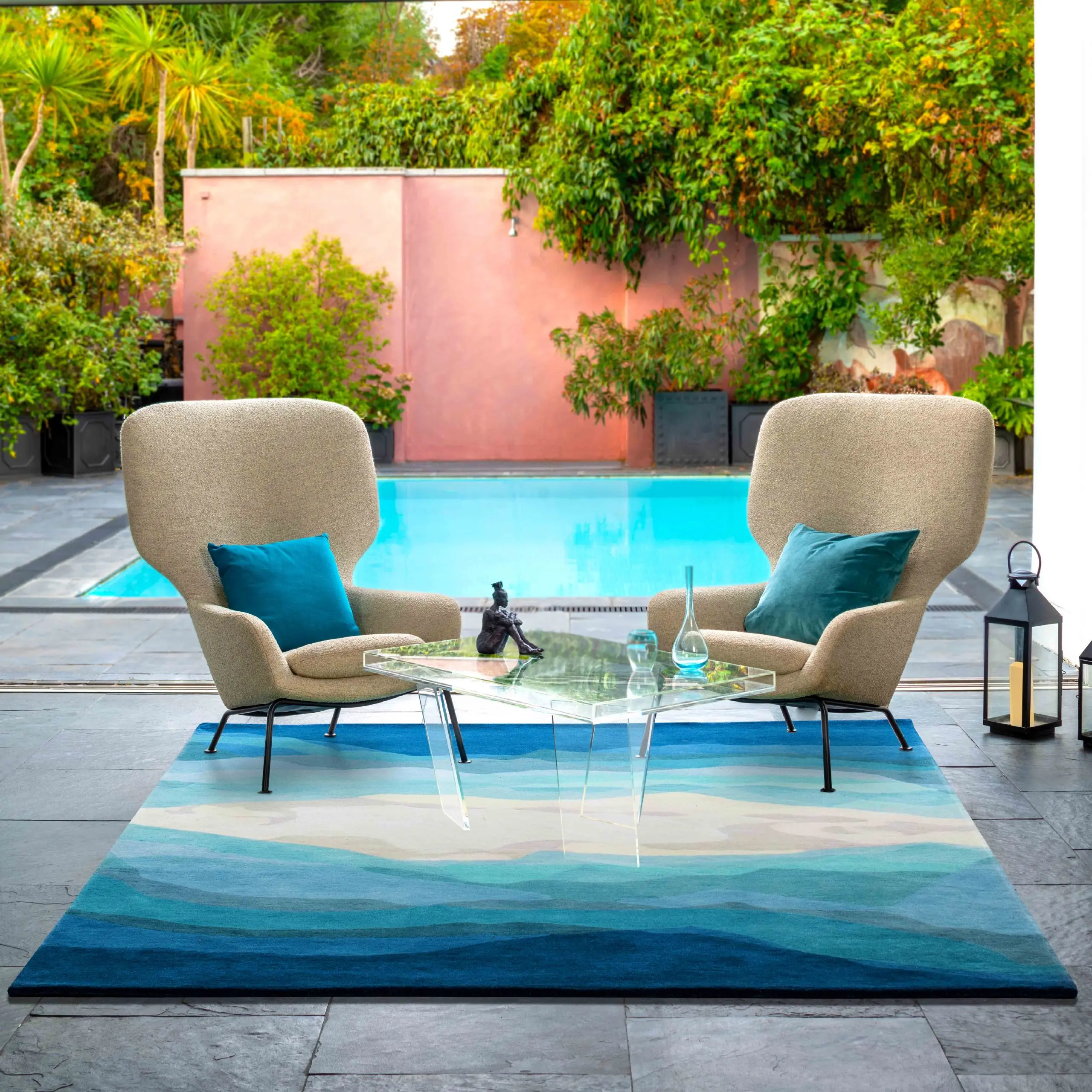 Blue Contemporary Holiday Home Rug