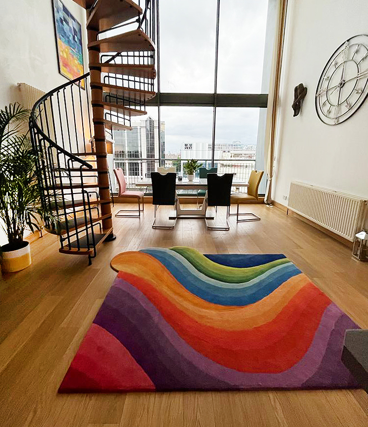 Colourful Rainbow Wave Rug