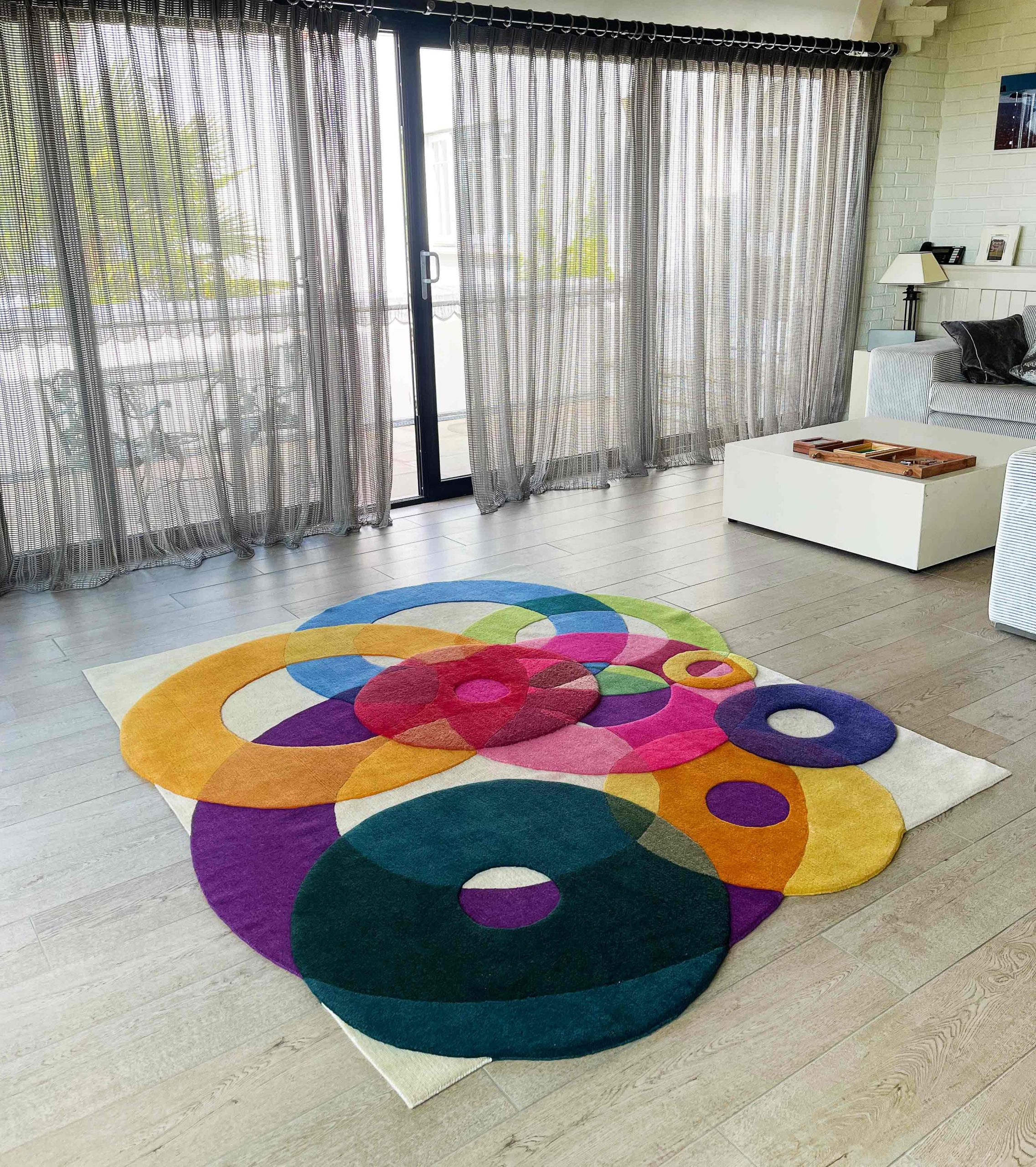 Bubbles Outline Colorful Area Rug Sonya Winner