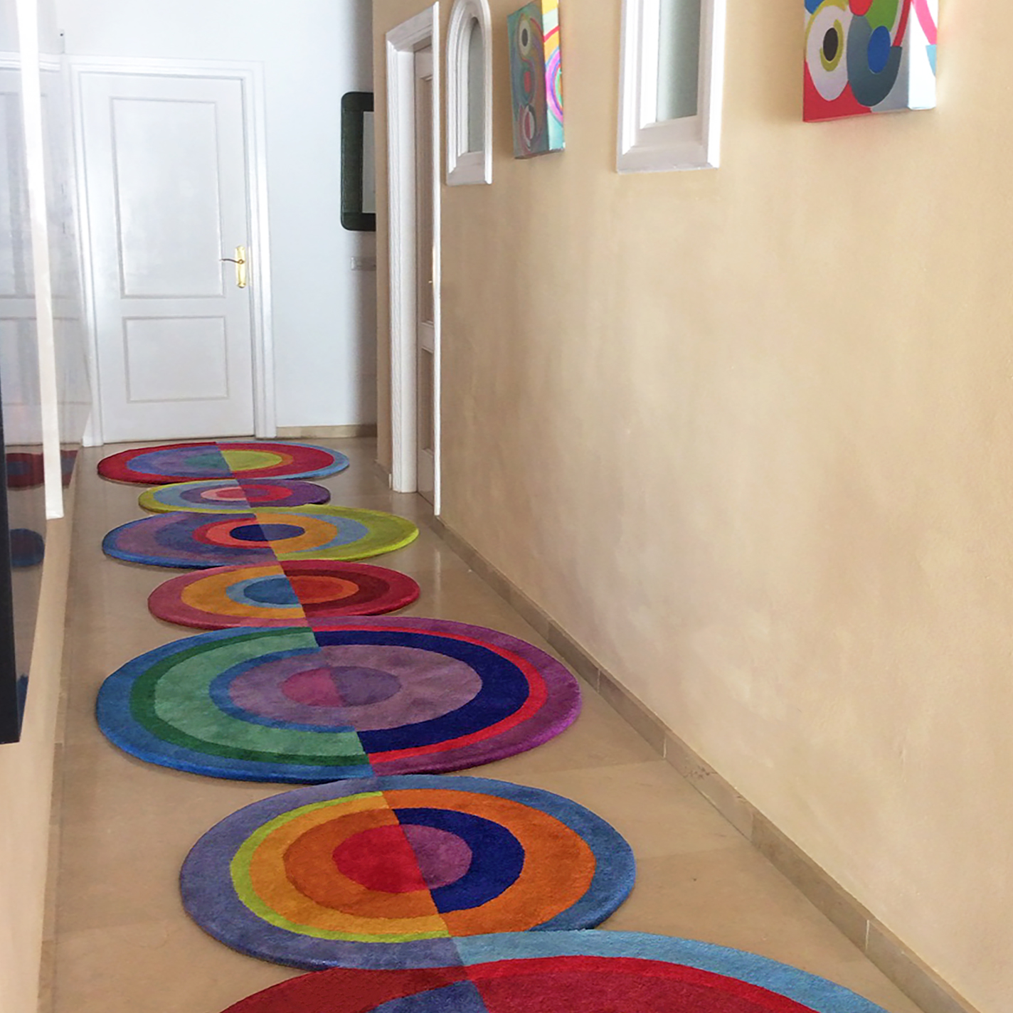 Sonya and Sonia runner colourful circle rug