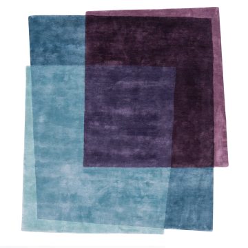 Designer Purple and Bluer Rug - Rectangles Silk