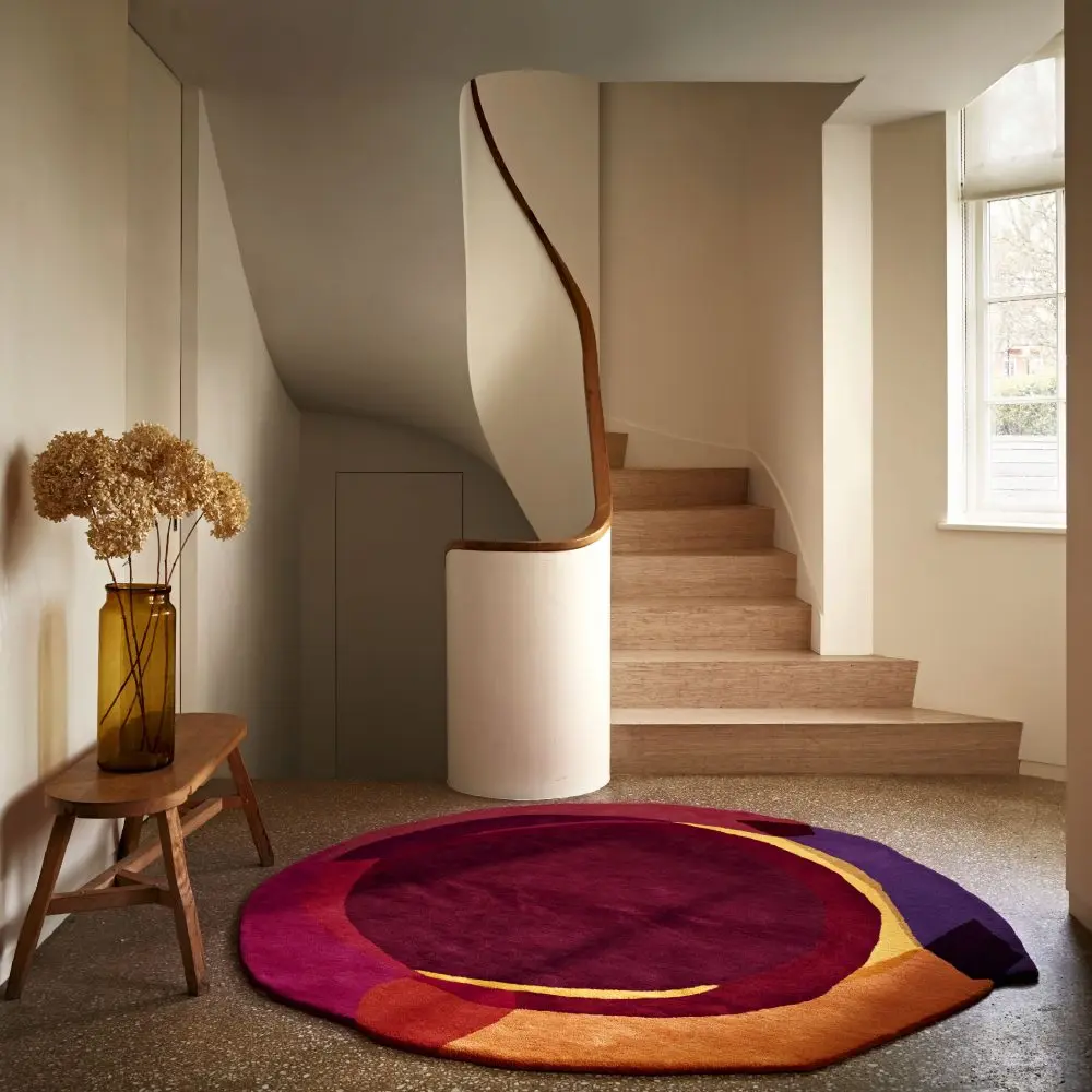 Deep Sunset Pink Red Purple irregular Area Rug by Sonya Winner 